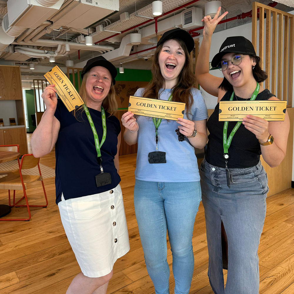 Our teams in Atlanta, Madrid, and Munich recently participated in an in-office scavenger hunt for cool swag